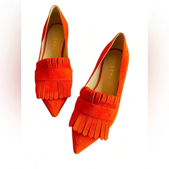 M. Gemi Pointed Fringe Slip On Suede Burnt Orange Size 35 - Picture 1 of 12
